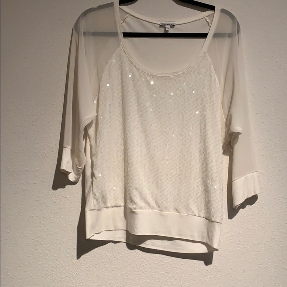 Cream Colored Sequin Top